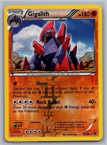 Gigalith 53/98 Rare Emerging Powers Pokemon Reverse Holo Lightly Played
