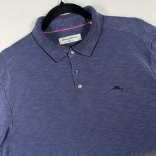Tommy Bahama IslandZone Polo Shirt Mens Large Blue Coolmax Tencel Textured L