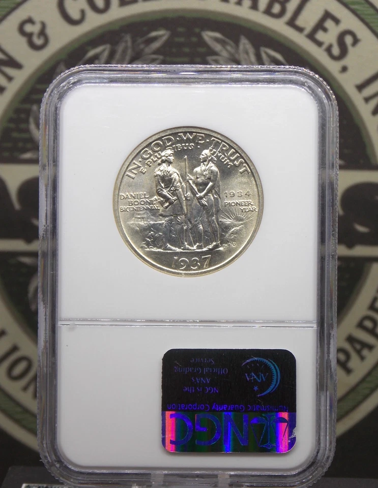 1937 "D" Commemorative *BOONE* Silver Half Dollar 50c NGC MS65 #005 Gem BU ECC&C - Image 4 of 4