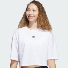 adidas essentials crop tee shirt white womens L