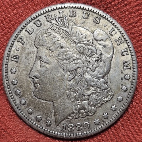 1880 CC Morgan Dollar S1$ Silver Coin Better Date Carson City Mint XF/AU Details
