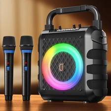 JYX Karaoke Speaker Set Bluetooth 5.1 Dual Wireless Mics Portable PA System