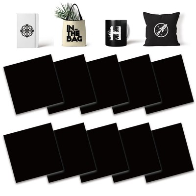 Black Transfer Sheets 10 Pcs 12''x 12'' Solid Plain Color Pre-Printed Sublimati...