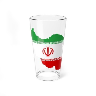 Flag map of Iran (Iran) Pint Glass 16oz