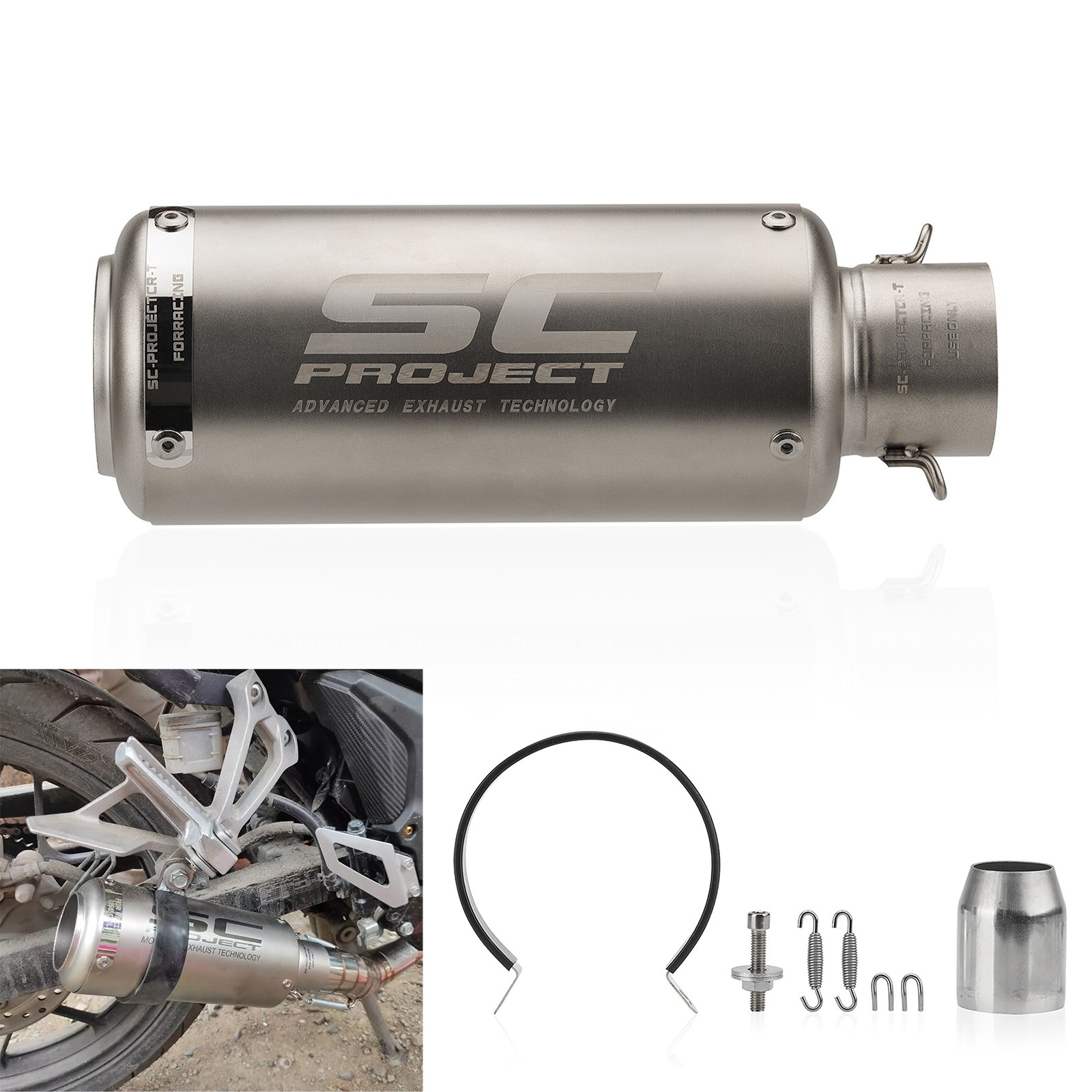 SC Motorcycle ATV Exhaust Muffler Tail Pipe For 38-51mm Universal Dirt Bike