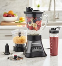 Blender Food Processor Combo, 40 oz Glass Jar, 20 oz Travel Jar, 3 Cup Chopper