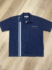 VINTAGE BC Ethic Shirt Mens XL Blue Button Up Short Sleeve PYRAMID Made In USA