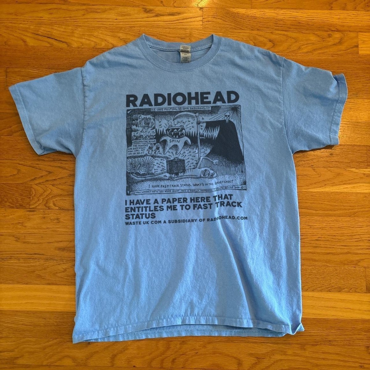 Radiohead band 90s Light Blue T shirt Retro tee Classic style tee