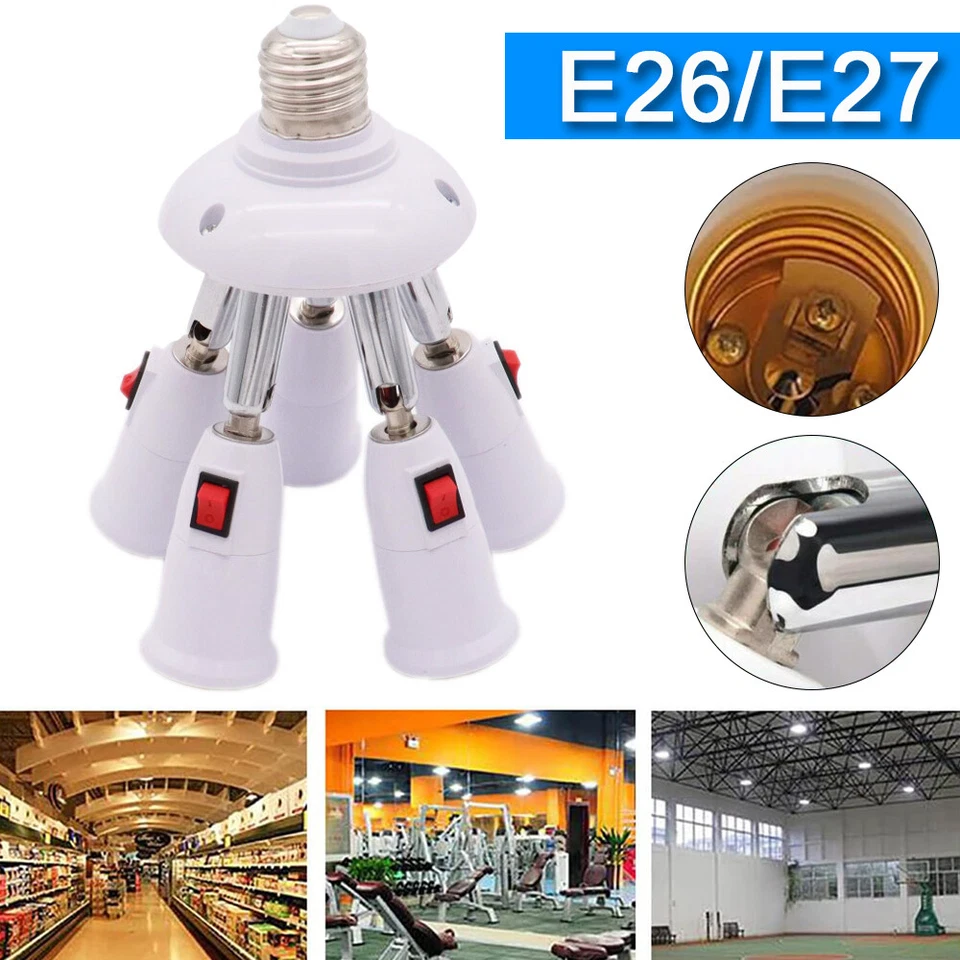 E26 E27 Light Bulb Socket Splitter Converter Adapter Stardand LED Lamp Bulb Base - Image 2 of 4
