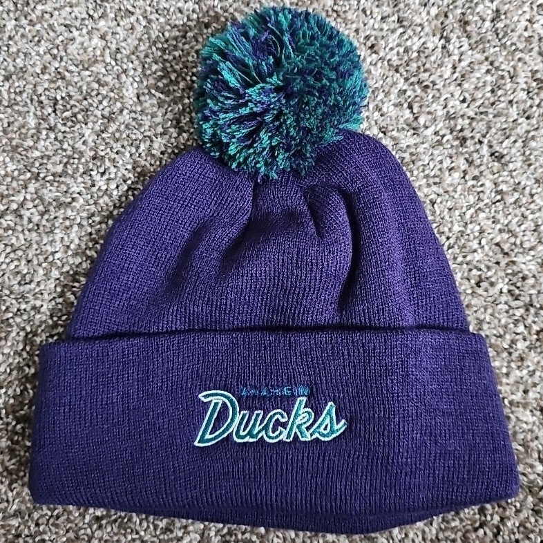 Zephyr NHL Anaheim Purple and Teal Tuuk/Ball Top Style Winter Hat