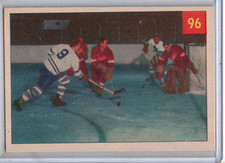1954-55 Parkhurst hockey Terry Sawchuk Boots Blast original card #96 NM- WINGS