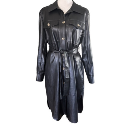 brown midi leather dress Mock Neck Midi Dress w/Faux Leather main image 1
