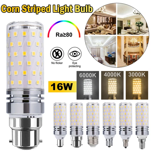 LED Corn Bulb E27 E14 B22 E12 B15 E17 12/16W 2835 60/80SMD Globe Lamp Spot Light - Picture 1 of 63
