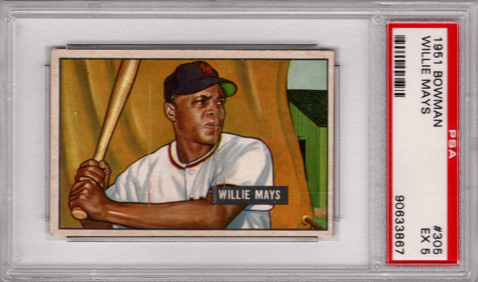 1951 BOWMAN #305 WILLIE MAYS RC VINTAGE HALL OF FAME GIANTS ROOKIE CARD PSA 5