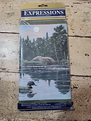 Expressions Wallpaper Border Cabin, Moose Lodge, Wilderness, Lake, 5 Yards, New