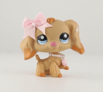Mini Pet Shop Cocker Spaniel with lps Accessories Necklace Bow Rare New