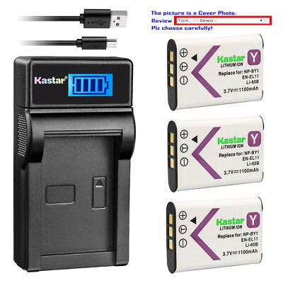 Kastar Battery LCD Charger for Pentax D-LI78 DLI78 & PENTAX Optio M60 Optio S1