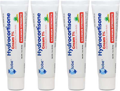 (4 Pack) Hydrocortisone Maximum Strength Anti-Itch Cream 1% W/Aloe, Intensive Fo