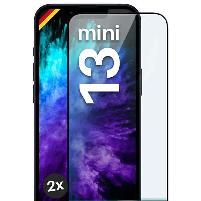 2x Panzerfolie für Apple iPhone 13 mini Echt Glas Full Screen Cover Schutzglas