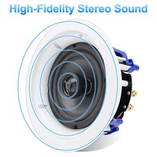 Herdio 5.25 Inch In Wall Ceiling Speakers 2 Way Home Theater Flush Mount Pair-US