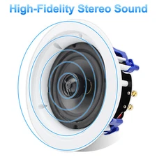 Herdio 5.25 Inch In Wall Ceiling Speakers 2 Way Home Theater Flush Mount Pair-US