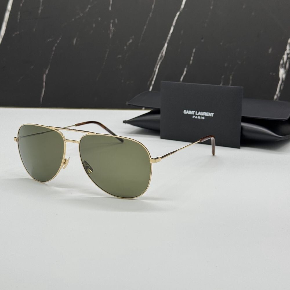 NUOVI OCCHIALI DA SOLE AVIATOR SAINT LAURENT CLASSIC 11 028 ORO VERDE CLASSIC 11