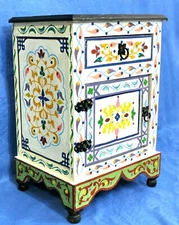 Moroccan Nightstand Table White Painted Accent Corner End Piece Authentic Decor