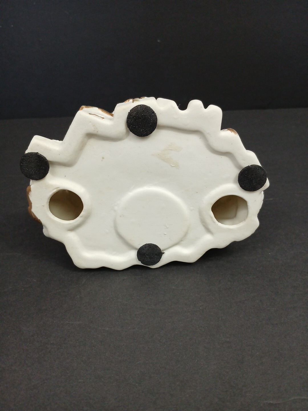 Vintage Porcelain Christmas Tree Tea Light Holder 7" White & Gold