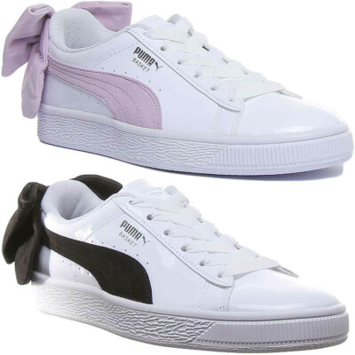 Puma Basket Bow Womens Slip on Trainers In White Black UK 3 - 8 | eBay