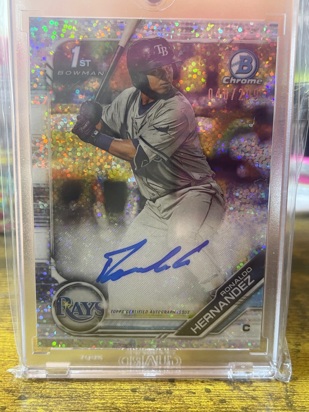 2019 Bowman Chrome Prospect Speckle Refractor #'d /299 Ronaldo Hernandez Auto