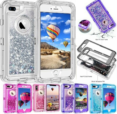 Glitter Clear Defender Case for iPhone Xr Plus Xs Max Quicksand  Liquid