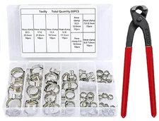 80Pcs Stainless Steel 1/4"-15/16" Single Ear Hose Clamps with Ear Clamp Pincer