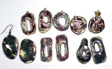 Ceramic pieces for jewelry multicolor handmade by artist Peg Stevens 11 pcs