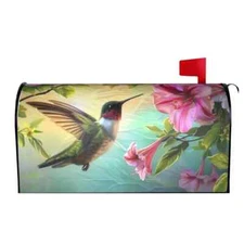Floral & Hummingbird Print Standard Size Mailbox Cover / Wrap - Size: 18" x 21"
