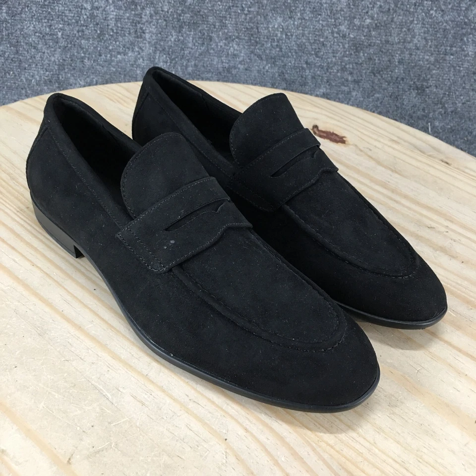 H&M Shoes Mens 8.5 Casual Slip On Apron Toe Penny Loafer Flats Black Fabric - Image 3 of 4