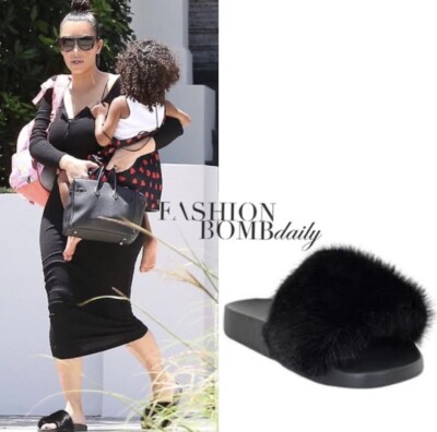 GIVENCHY Mink Fur Slides Size 8 AUTHENTIC