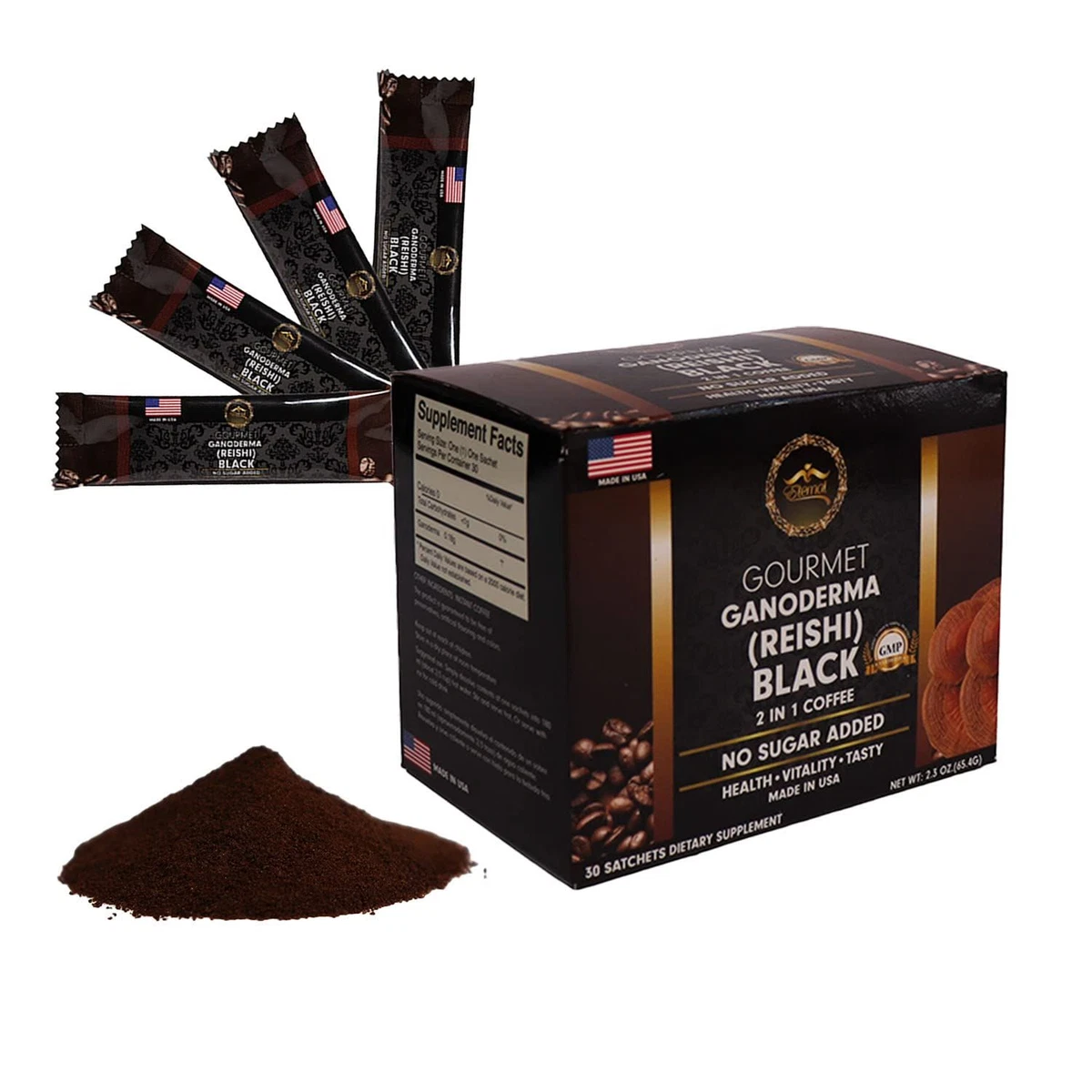 Eternal Gourmet Ganoderma REISHI Black Coffee 2 in1 Made in USA