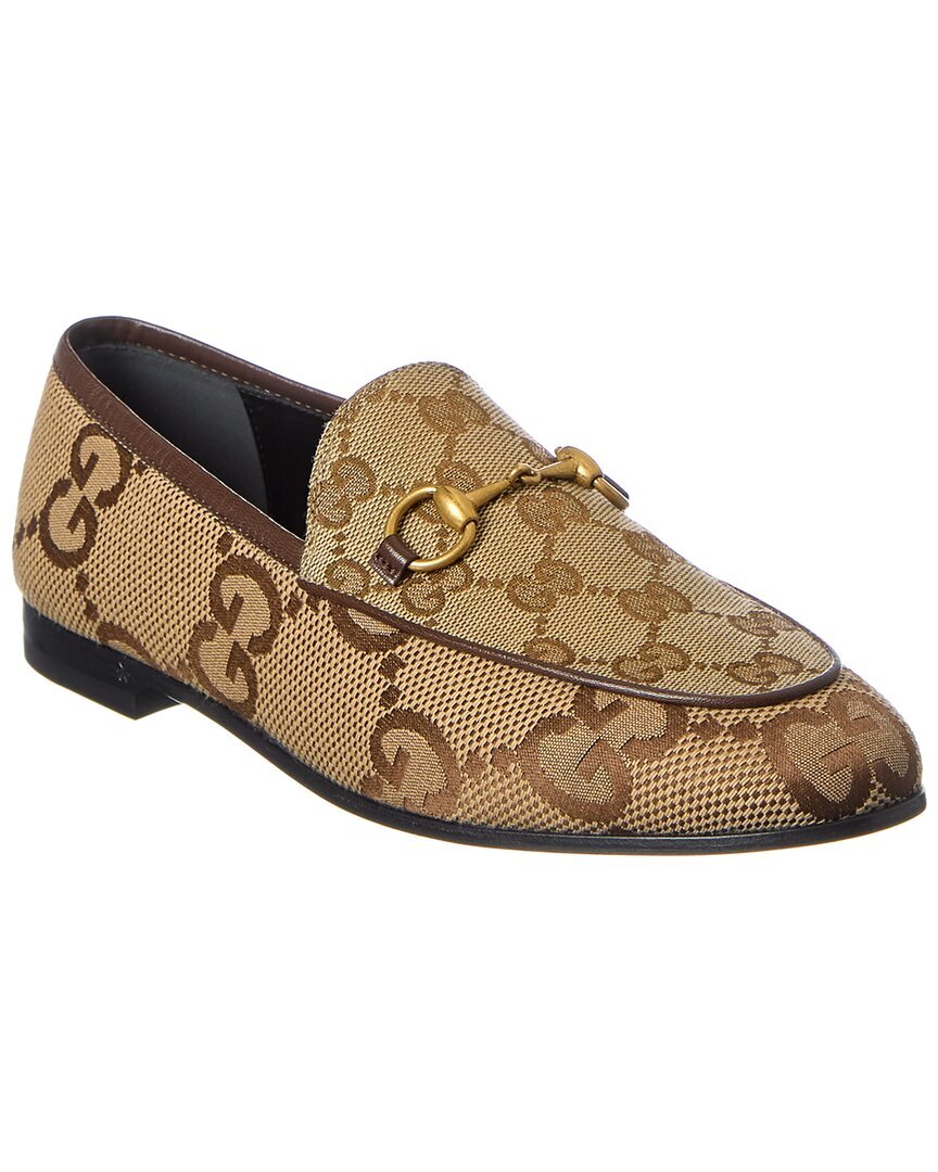 Женские парусиновые мокасины Gucci Jordaan Maxi Gg Коричневый 365 143590₽