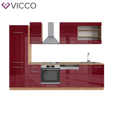 Meuble Sous-plan De Cuisine Fame-Line VICCO 60cm - Blanc Bordeaux Rouge - Brillant