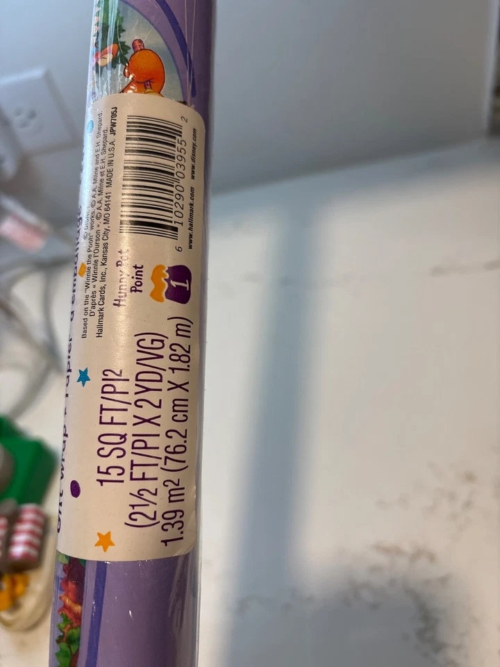 NEW Sealed Vtg Roll Hallmark Disney Winnie The Pooh  Gift Wrap Paper 15 Sq ft - Image 3 of 4