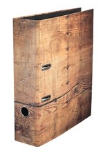 Aktenordner Holzmichl, Ordner DIN A4, 8 cm breit, Holz-Optik | braun, schwarz