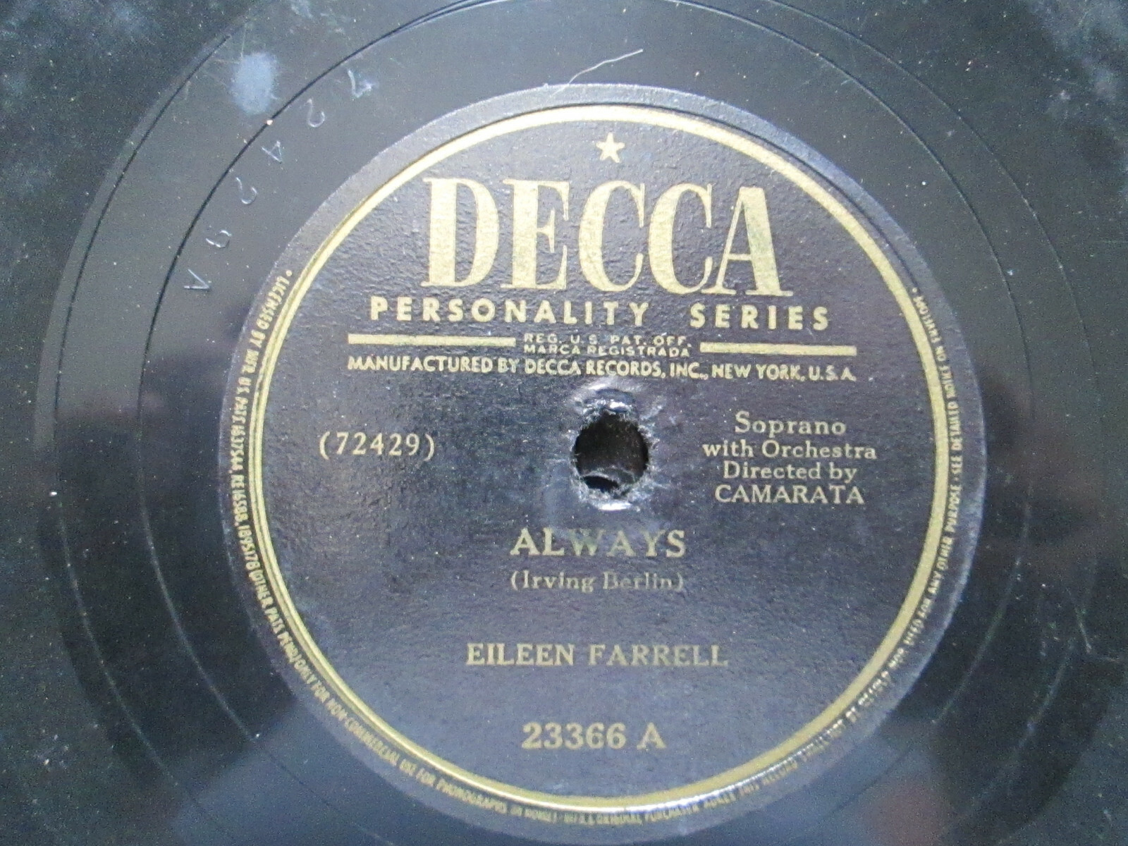 Eileen Farrell Always A Kiss In The Dark Decca 78 rpm Record