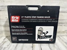 Grip Rite 21° Plastic Strip Framing Nailer, Round Head Nail Gun 2-3.5" GRTRH350