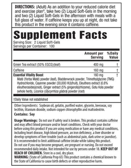 Green Tea Fat Burner, 200 Liquid Soft-Gels