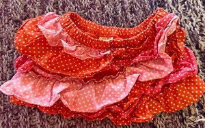 Gymboree Far Away Traveler Polka Dot Orange Pink Tiered Ruffle Skirt 3-6 Months