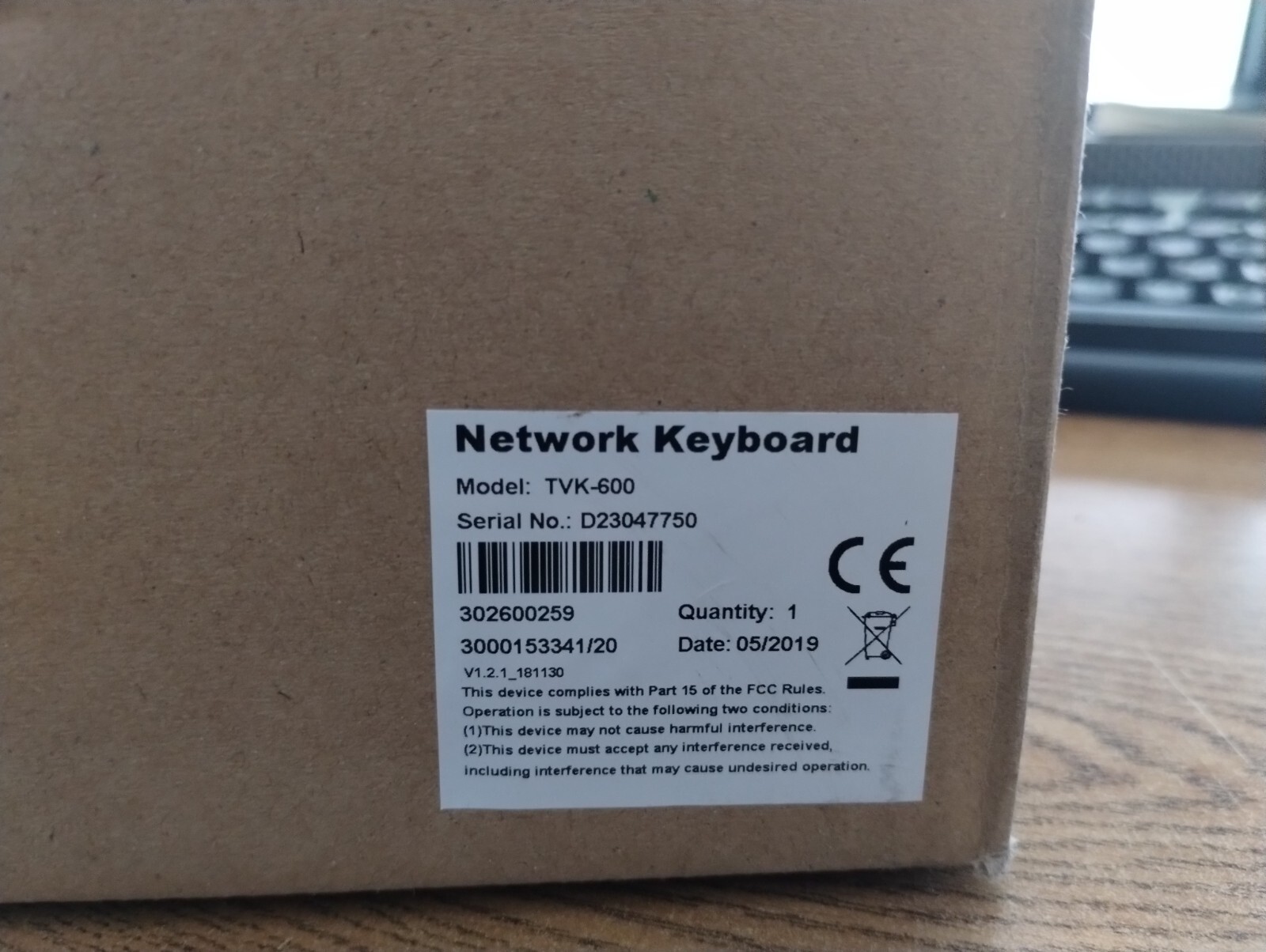 UTC / Interlogix TVK-600 Network Camera Keyboard  
