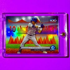 Max Clark RARE BOWMAN CHROME SILVER REFRACTOR ROOKIE CARD INSERT TIGERS RC MINT!