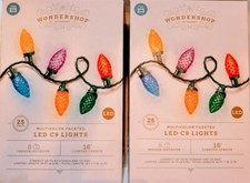 2x Wondershop Christmas String Lights 25ct C9 Faceted LED Multicolor Holiday Set