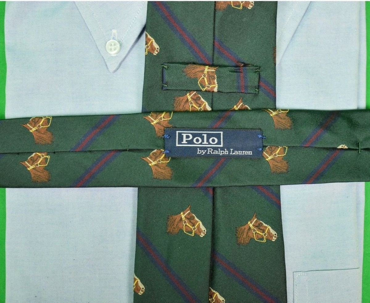 Ralph Lauren 緑 馬と騎手 ネクタイ ONE Polo by Ralph Lauren Italian Silk Twill Hunter Green 'Horsehead