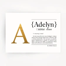 Name Definition Art Print ADELYN